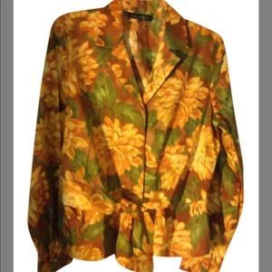 💜 Jones NYGold/Green/Brown Floral Blouse 2x